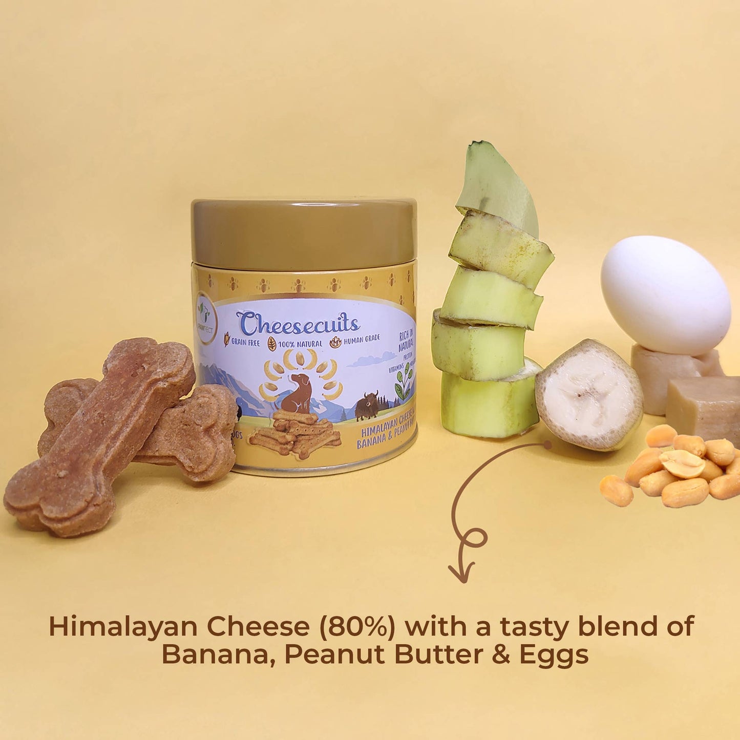Pawfect Cheesecuits for Dogs - Banana & Peanut Butter (100g)